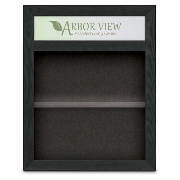 Outdoor Enclosed Combo Board, 42"x32", Satin Frame/Grey & Medium Grey